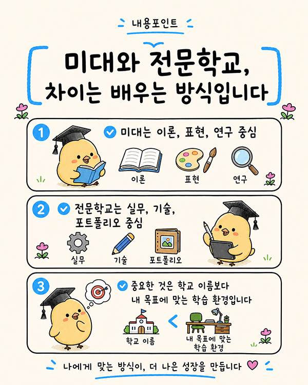 쿠와사와디자인연구소 입시 가이드 미대와 전문학교 차이점 2.jpg